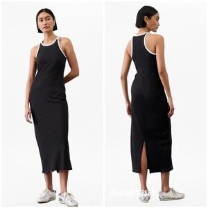 NWT Athleta Signature Rib Maxi Dress Contrast Trim